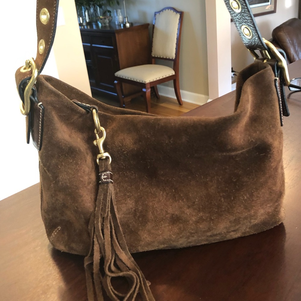 Suede coach hobo, Cocoa color